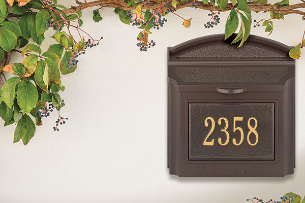 Whitehall Personalized Wall Mounted Mailbox Package, Bronze