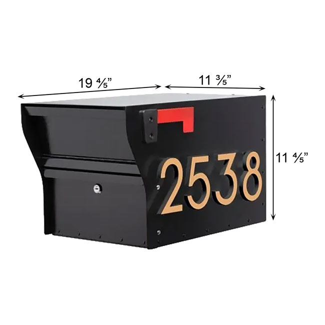 Whitehall MailVault Mailbox w/ Stand-Off Numbers, Blk/Gld