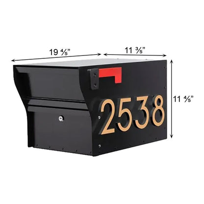 Whitehall MailVault Mailbox w/ Stand-Off Numbers, Blk/Gld