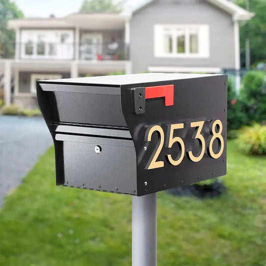 Whitehall MailVault Mailbox w/ Stand-Off Numbers, Blk/Gld
