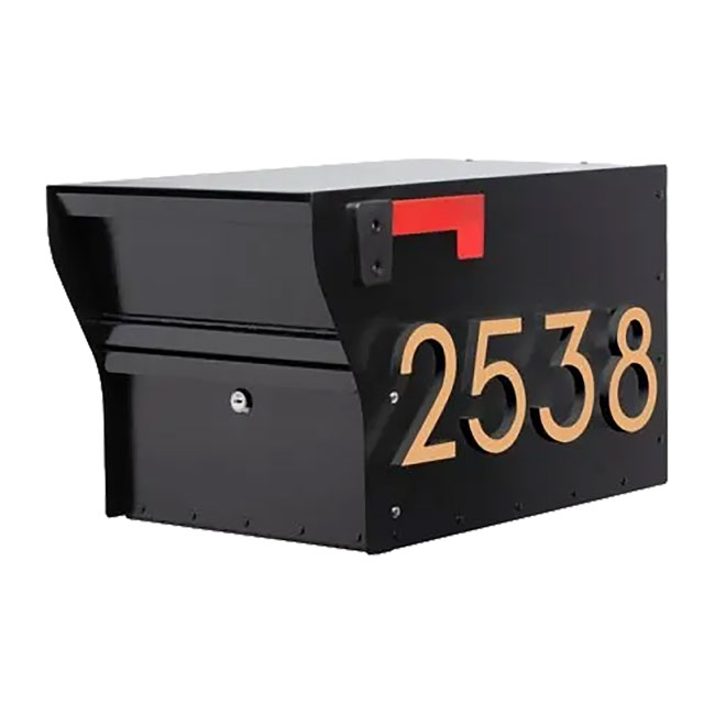 Whitehall MailVault Mailbox w/ Stand-Off Numbers, Blk/Gld
