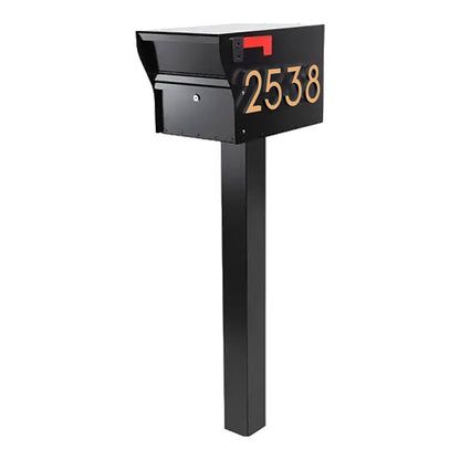 Whitehall MailVault Mailbox w/ Post & Numbers, Blk/Gold