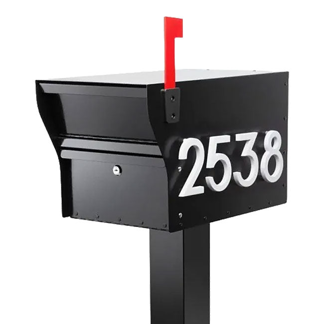 Whitehall MailVault Mailbox w/ Post & Numbers, Blk/Silver