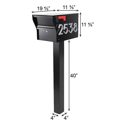Whitehall MailVault Mailbox w/ Post & Numbers, Blk/Silver