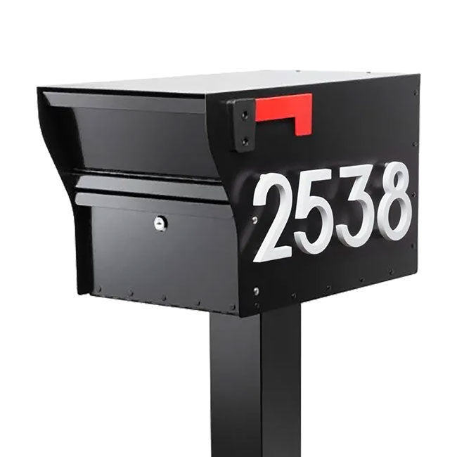 Whitehall MailVault Mailbox w/ Post & Numbers, Blk/White