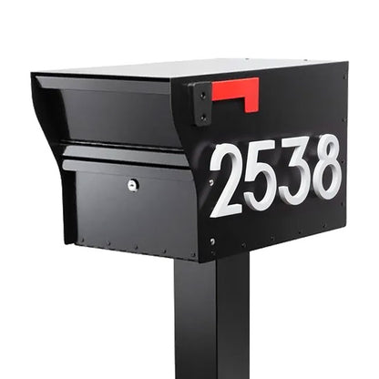 Whitehall MailVault Mailbox w/ Post & Numbers, Blk/White
