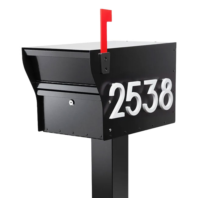 Whitehall MailVault Mailbox w/ Post & Numbers, Blk/White