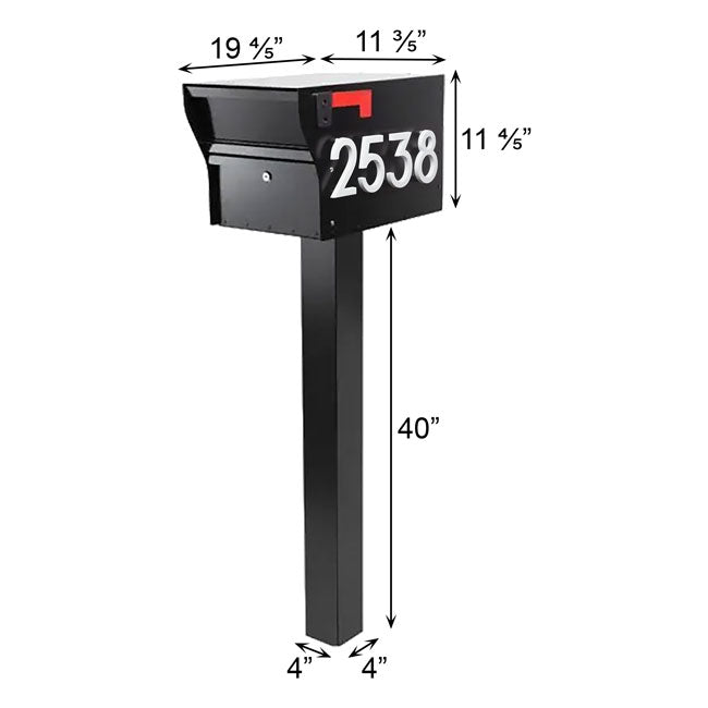 Whitehall MailVault Mailbox w/ Post & Numbers, Blk/White