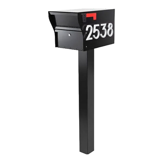 Whitehall MailVault Mailbox w/ Post & Numbers, Blk/White