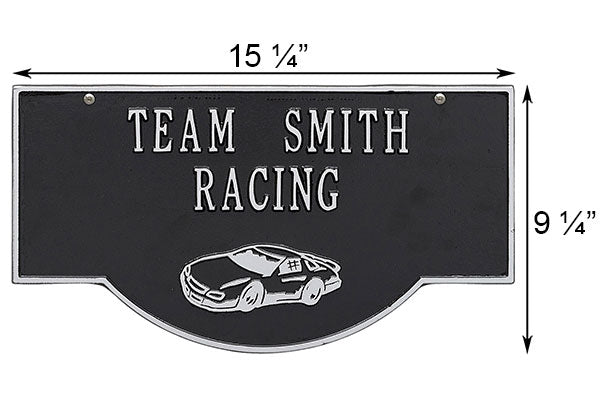 Whitehall Two-Sided Hanging Racecar Sign, 2 Line