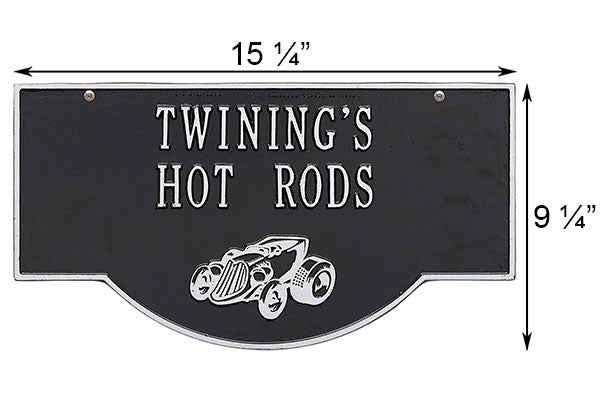 Whitehall Two-Sided Hanging Hot Rod Sign, 2 Line