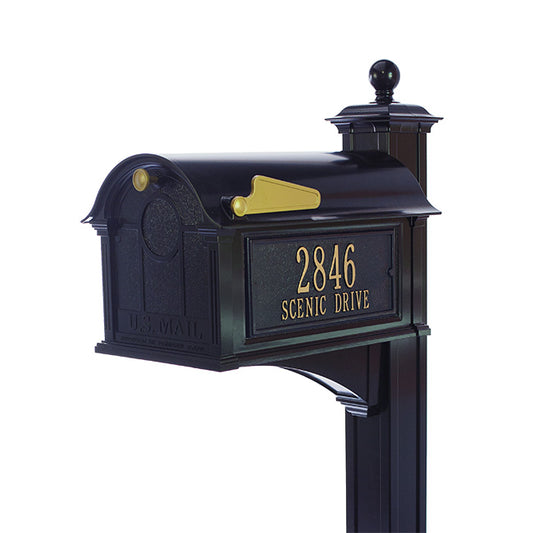 Whitehall Balmoral Mailbox, Side Plaques, & Post Kit, Black