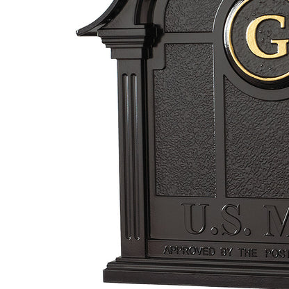 Whitehall Balmoral Mailbox w/Monogram & Side Plaques, Black