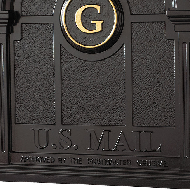 Whitehall Balmoral Mailbox w/Monogram & Side Plaques, Black