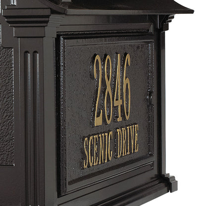 Whitehall Balmoral Mailbox w/Monogram & Side Plaques, Black