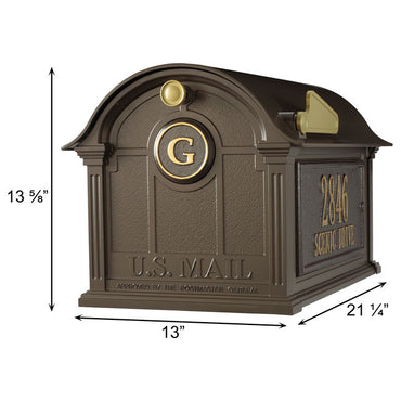 Whitehall Balmoral Mailbox w/Monogram & Side Plaques, Bronze