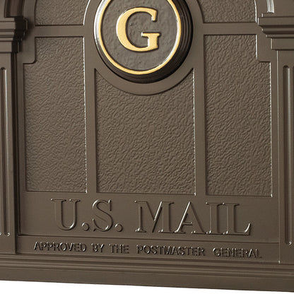 Whitehall Balmoral Mailbox w/Monogram & Side Plaques, Bronze