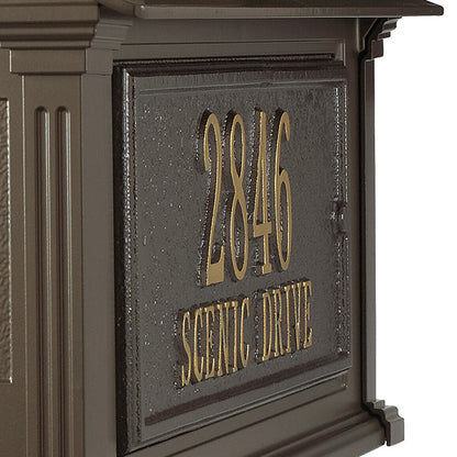 Whitehall Balmoral Mailbox w/Monogram & Side Plaques, Bronze