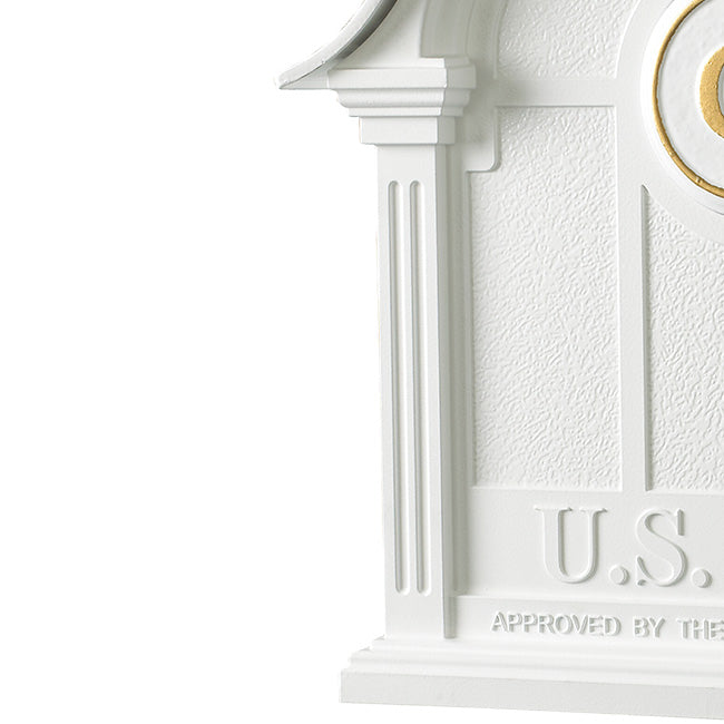 Whitehall Balmoral Mailbox w/Monogram & Side Plaques, White