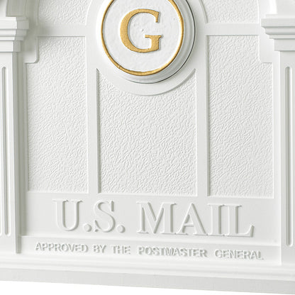 Whitehall Balmoral Mailbox w/Monogram & Side Plaques, White