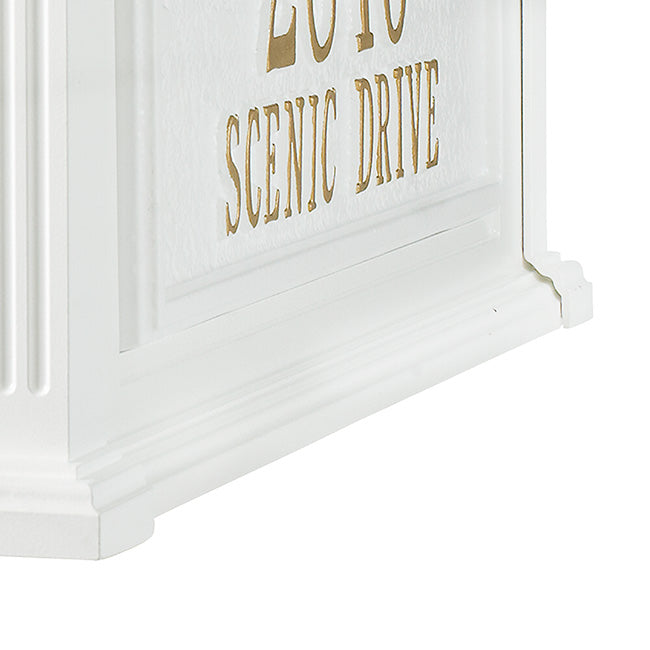 Whitehall Balmoral Mailbox w/Monogram & Side Plaques, White