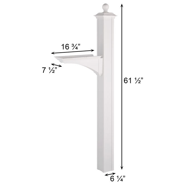 Whitehall Balmoral Mailbox, Side Plaques, & Post Kit, White