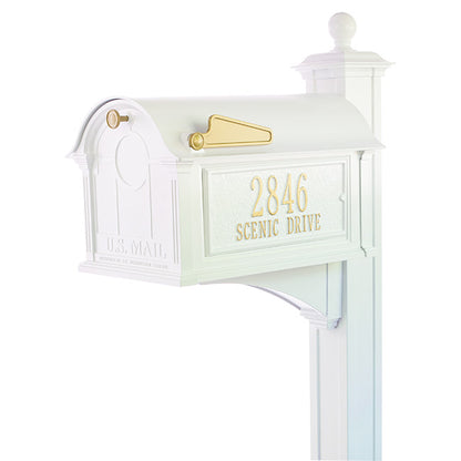 Whitehall Balmoral Mailbox, Side Plaques, & Post Kit, White