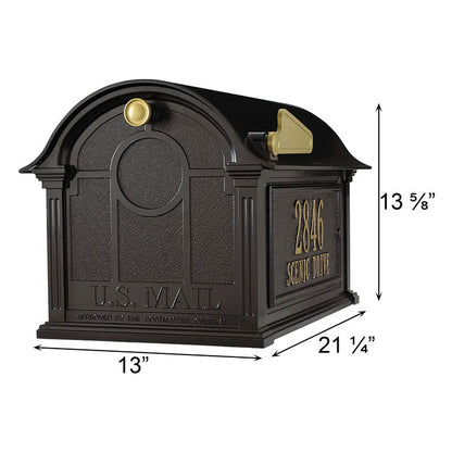 Whitehall Balmoral Mailbox w/Custom Side Plaques, Black