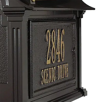 Whitehall Balmoral Mailbox w/Custom Side Plaques, Black