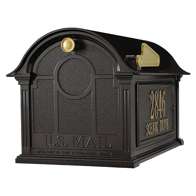 Whitehall Balmoral Mailbox w/Custom Side Plaques, Black