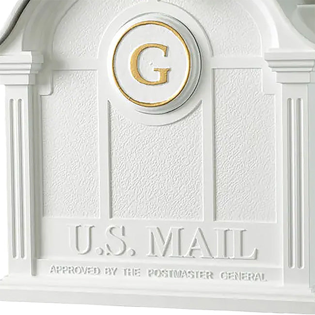 Whitehall Balmoral Mailbox with Monogram, White