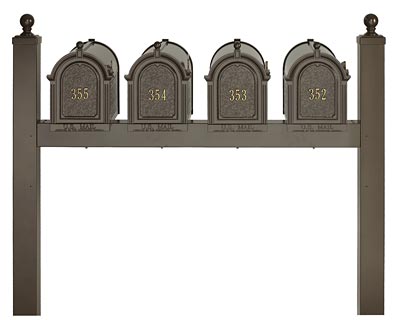 Whitehall Quad Personalized Mailboxes Package, Bronze