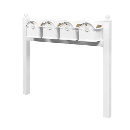 Whitehall Grand Custom Balmoral Mailbox Quad, White/Gold