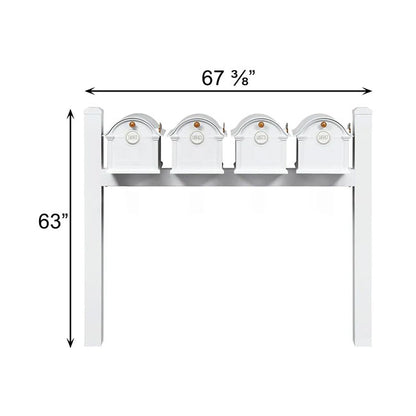 Whitehall Grand Custom Balmoral Mailbox Quad, White/Gold