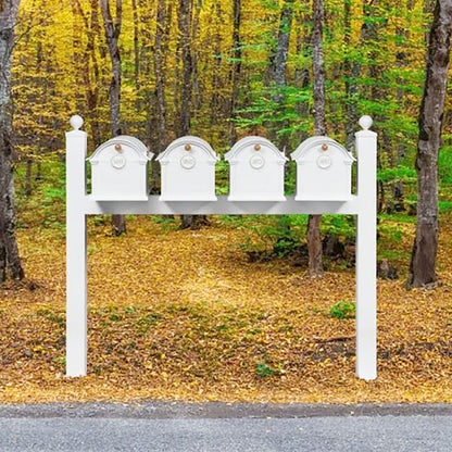 Whitehall Grand Custom Balmoral Mailbox Quad, White/Gold