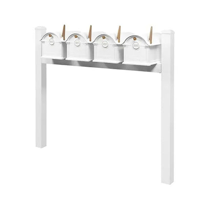 Whitehall Classic Custom Balmoral Mailbox Quad, White/Gold