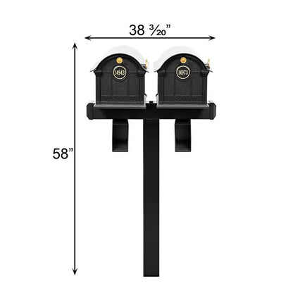 Whitehall Deluxe Custom Balmoral Mailbox Duo, Black/Gold