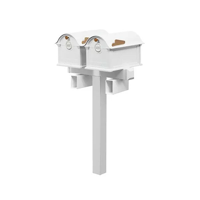 Whitehall Deluxe Custom Balmoral Mailbox Duo, White/Gold