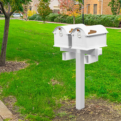 Whitehall Deluxe Custom Balmoral Mailbox Duo, White/Gold