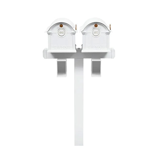 Whitehall Deluxe Custom Balmoral Mailbox Duo, White/Gold