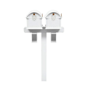 Whitehall Deluxe Custom Balmoral Mailbox Duo, White/Gold