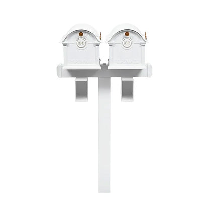 Whitehall Deluxe Custom Balmoral Mailbox Duo, White/Gold