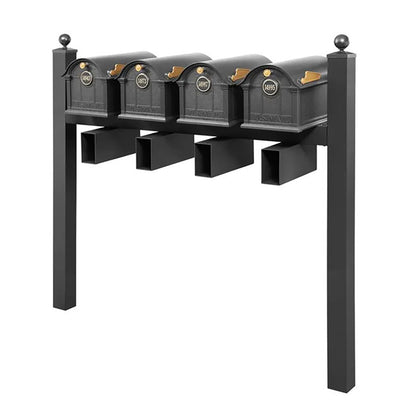 Whitehall Superior Custom Balmoral Mailbox Quad, Black/Gold