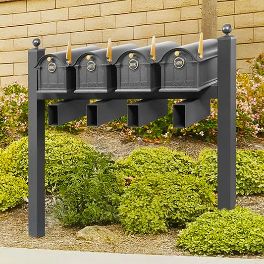 Whitehall Superior Custom Balmoral Mailbox Quad, Black/Gold