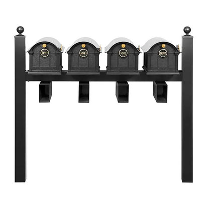 Whitehall Superior Custom Balmoral Mailbox Quad, Black/Gold