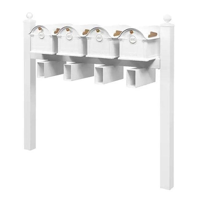 Whitehall Superior Custom Balmoral Mailbox Quad, White/Gold