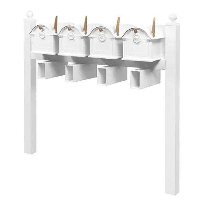 Whitehall Superior Custom Balmoral Mailbox Quad, White/Gold