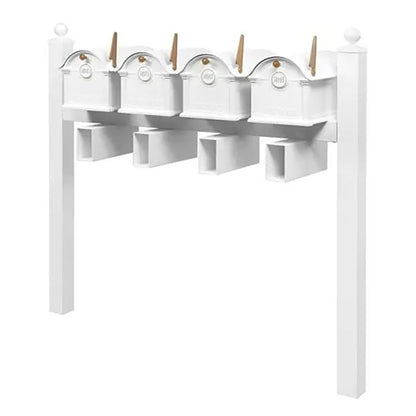 Whitehall Superior Custom Balmoral Mailbox Quad, White/Gold