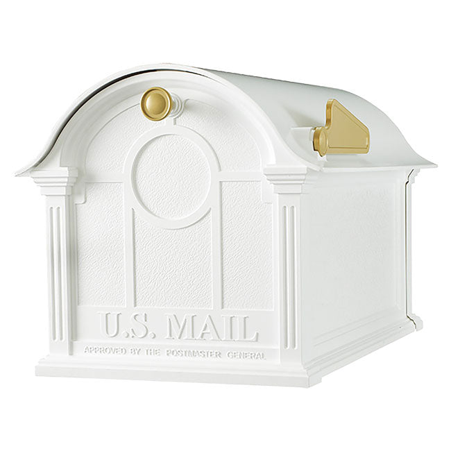 Whitehall Superior Custom Balmoral Mailbox Quad, White/Gold