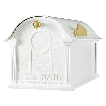 Whitehall Superior Custom Balmoral Mailbox Quad, White/Gold